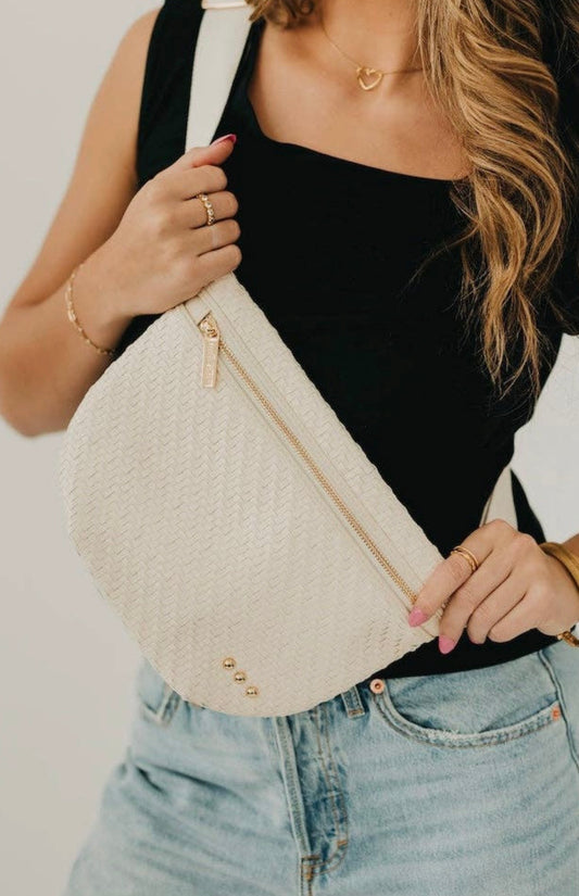 Diagonal Weave Westlyn Bag (Cream)