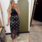 Lace Trim Polka Midi Skirt