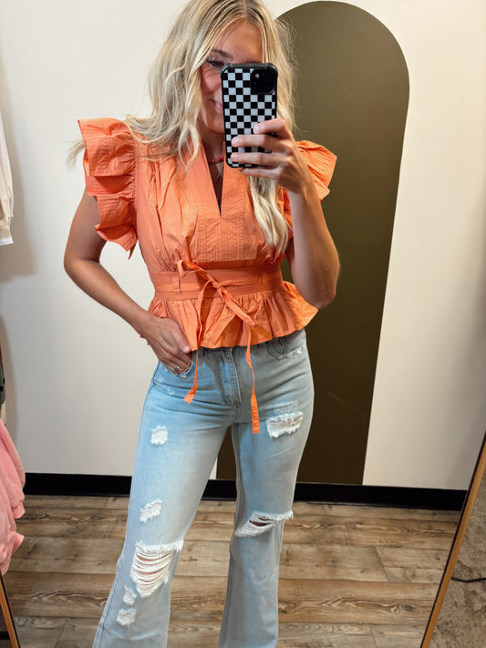 Penny Peplum Top (Coral)