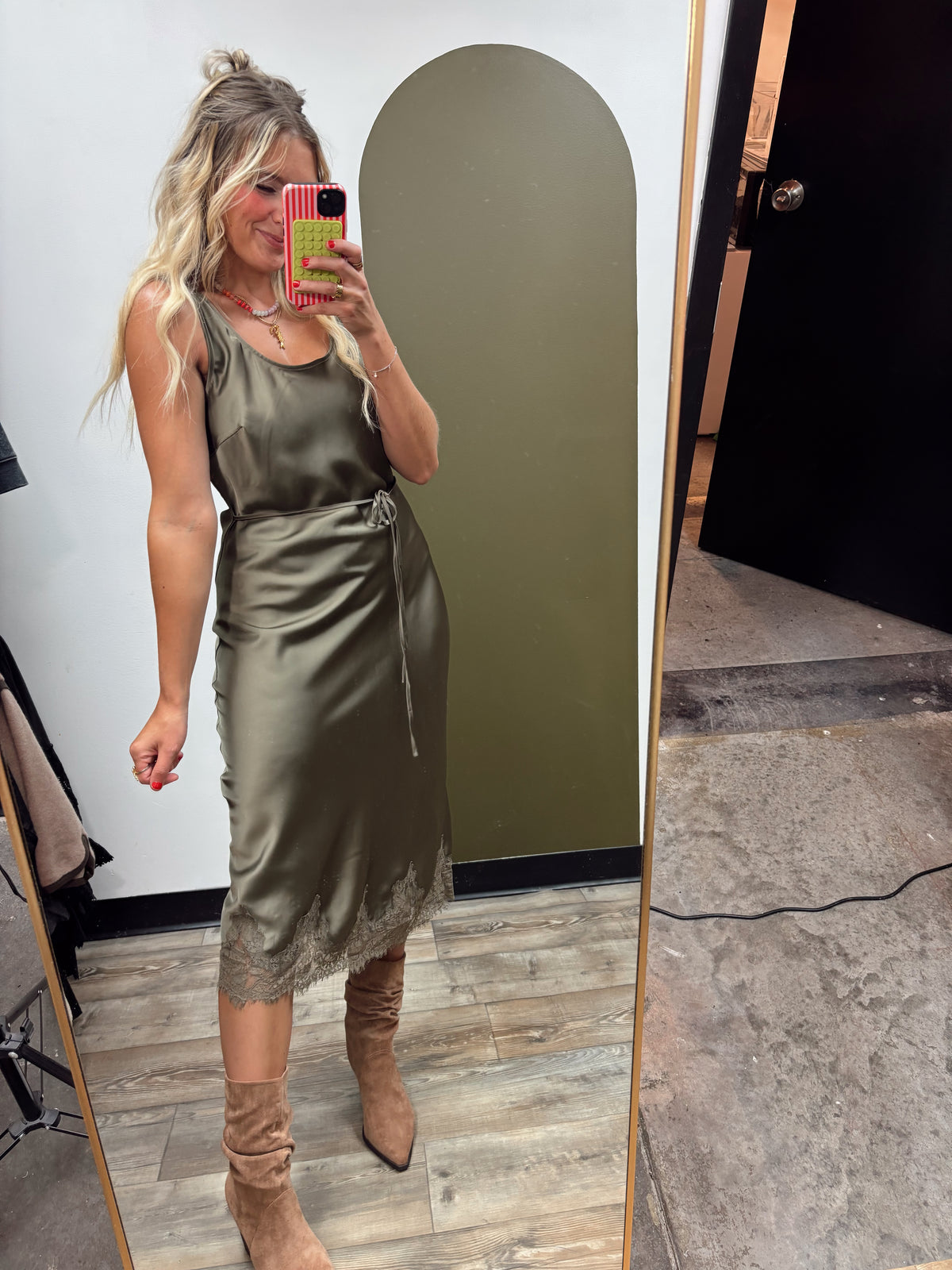 Lottie Slip Dress (Olive)