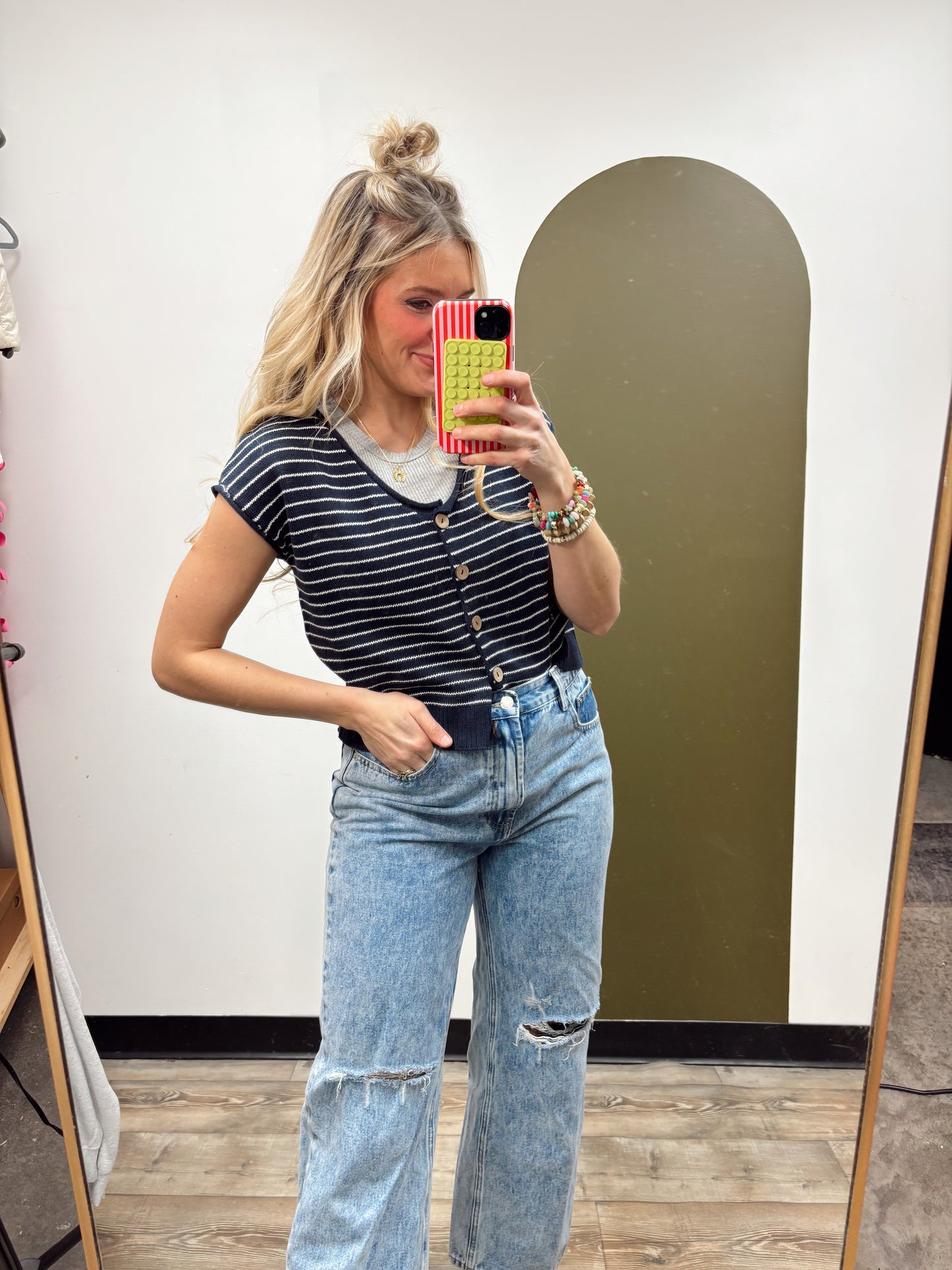 Jamie S/S Button Cardy (Navy)