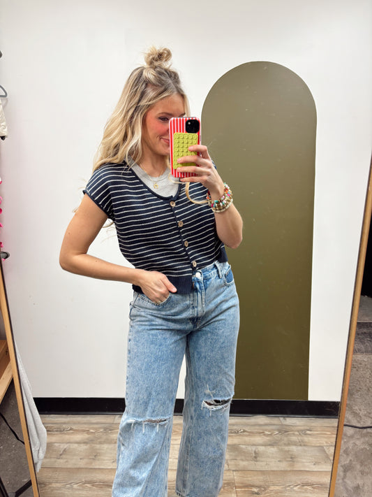 Jamie S/S Button Cardy (Navy)