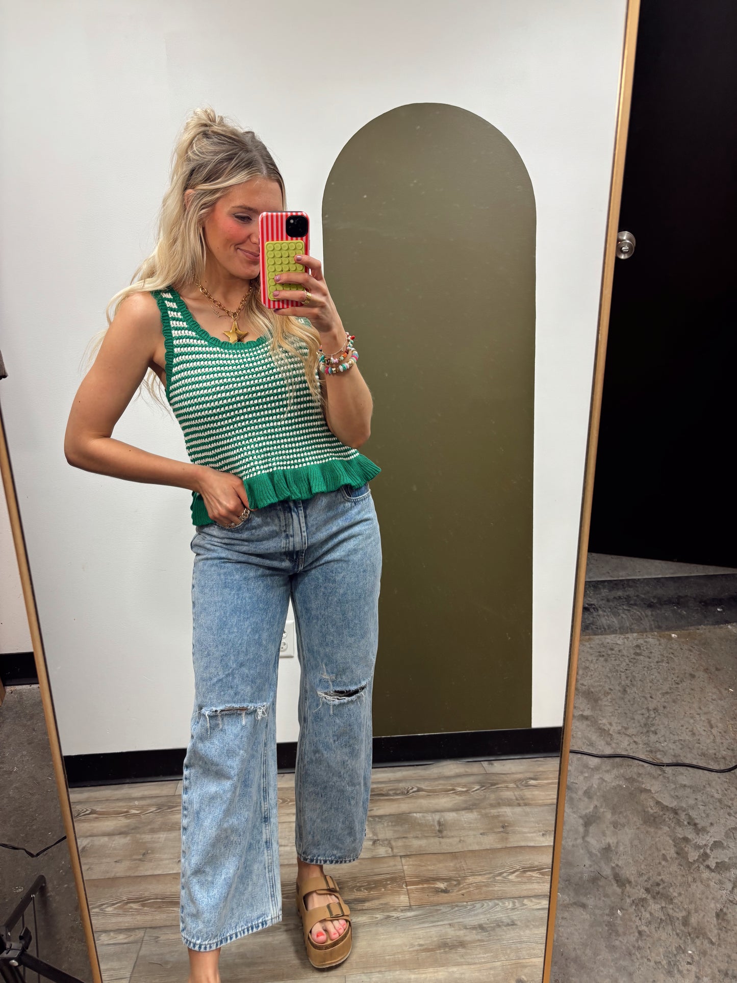 Peplum Knit Tank (Green)