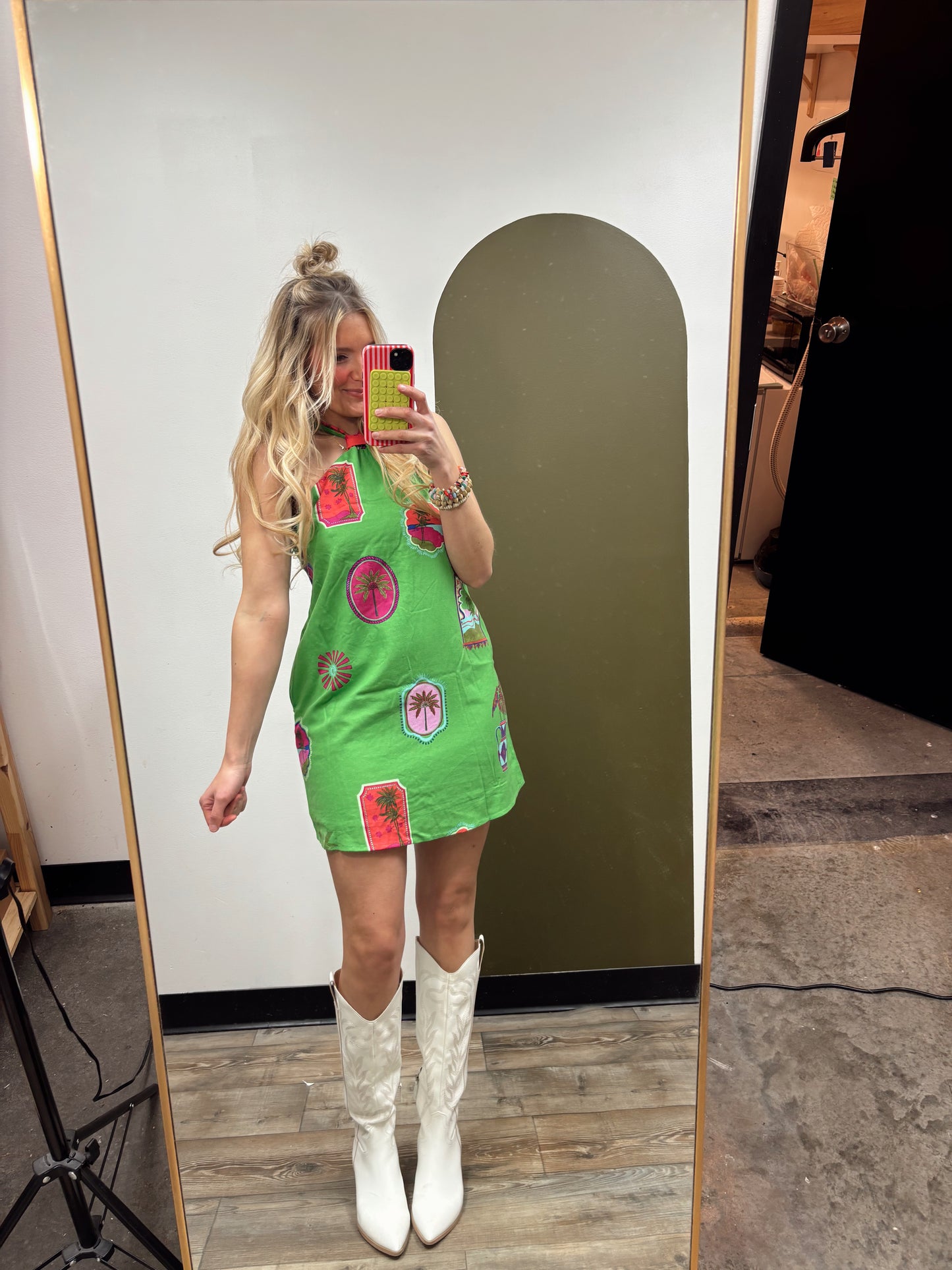 Postcard Halter Mini Dress