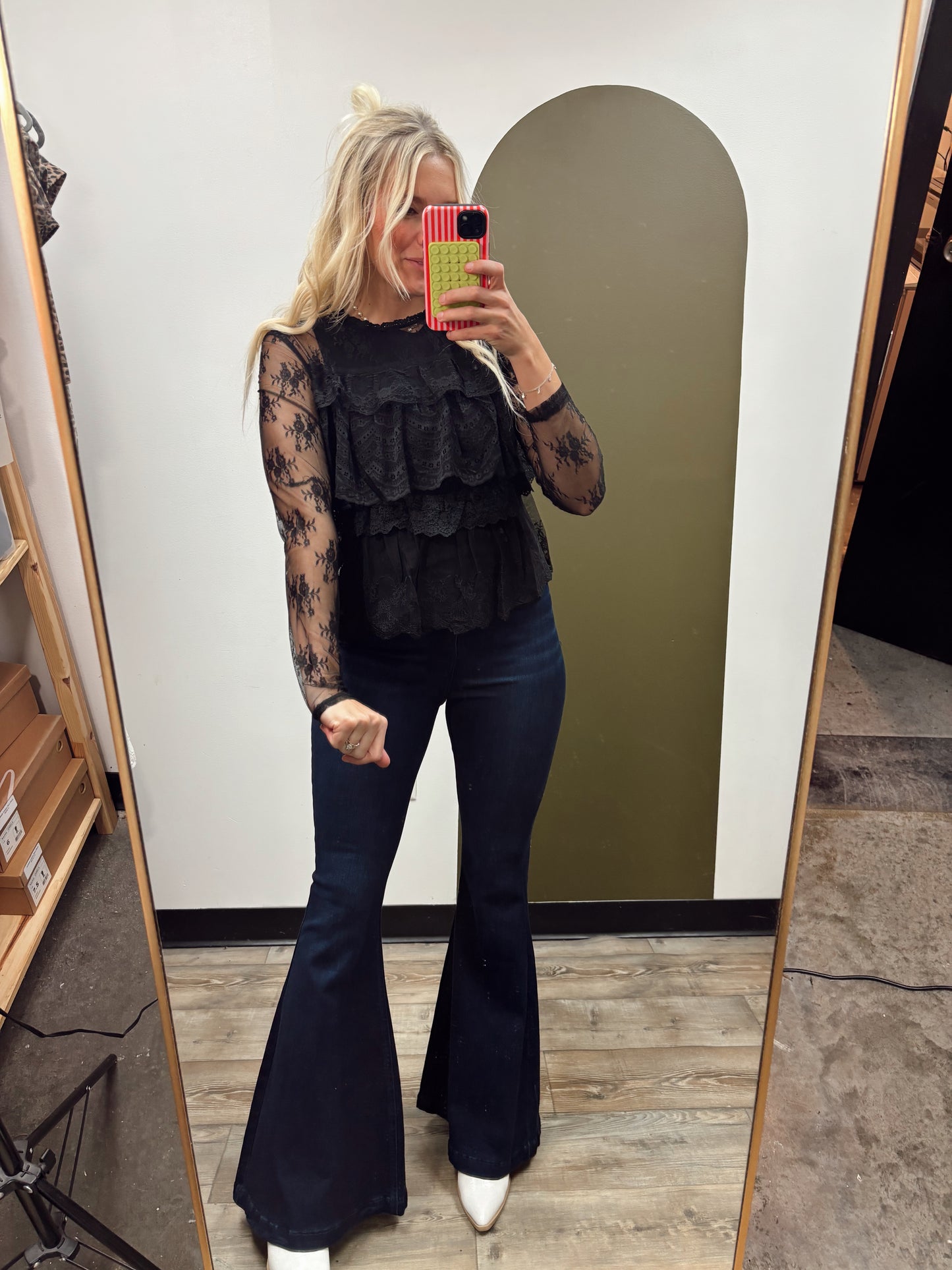 Lace Tiered Top (Black)