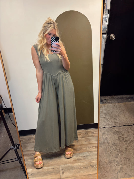 Sky Lounge Jumpsuit (Moss)