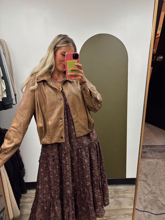 Always And Forever Vegan Leather Jacket (Camel)