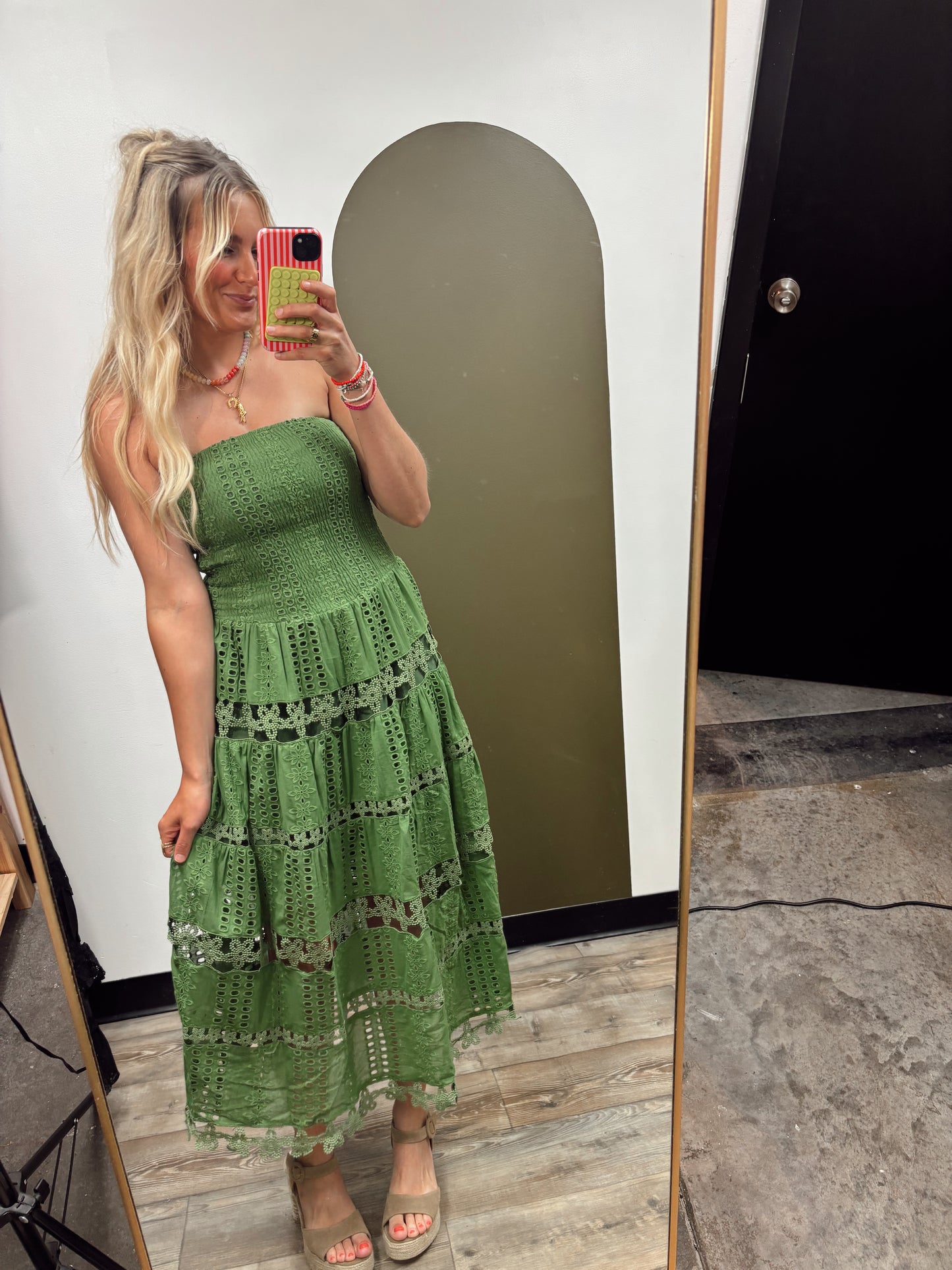 Vineyard Eyelet Dress (Green)