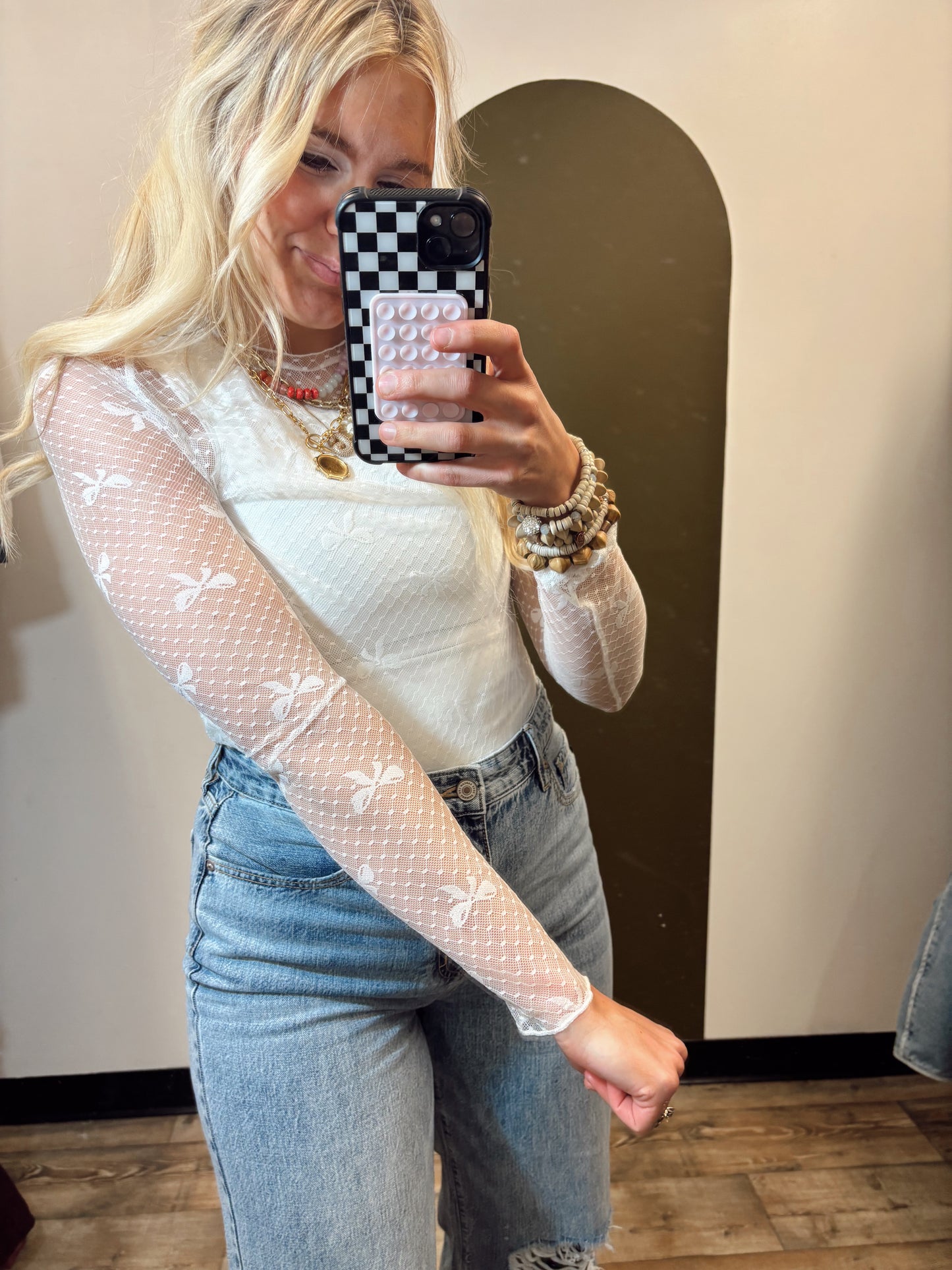 Sheer Bow Top (White)
