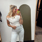 Cowl Neck Detail Top (White)