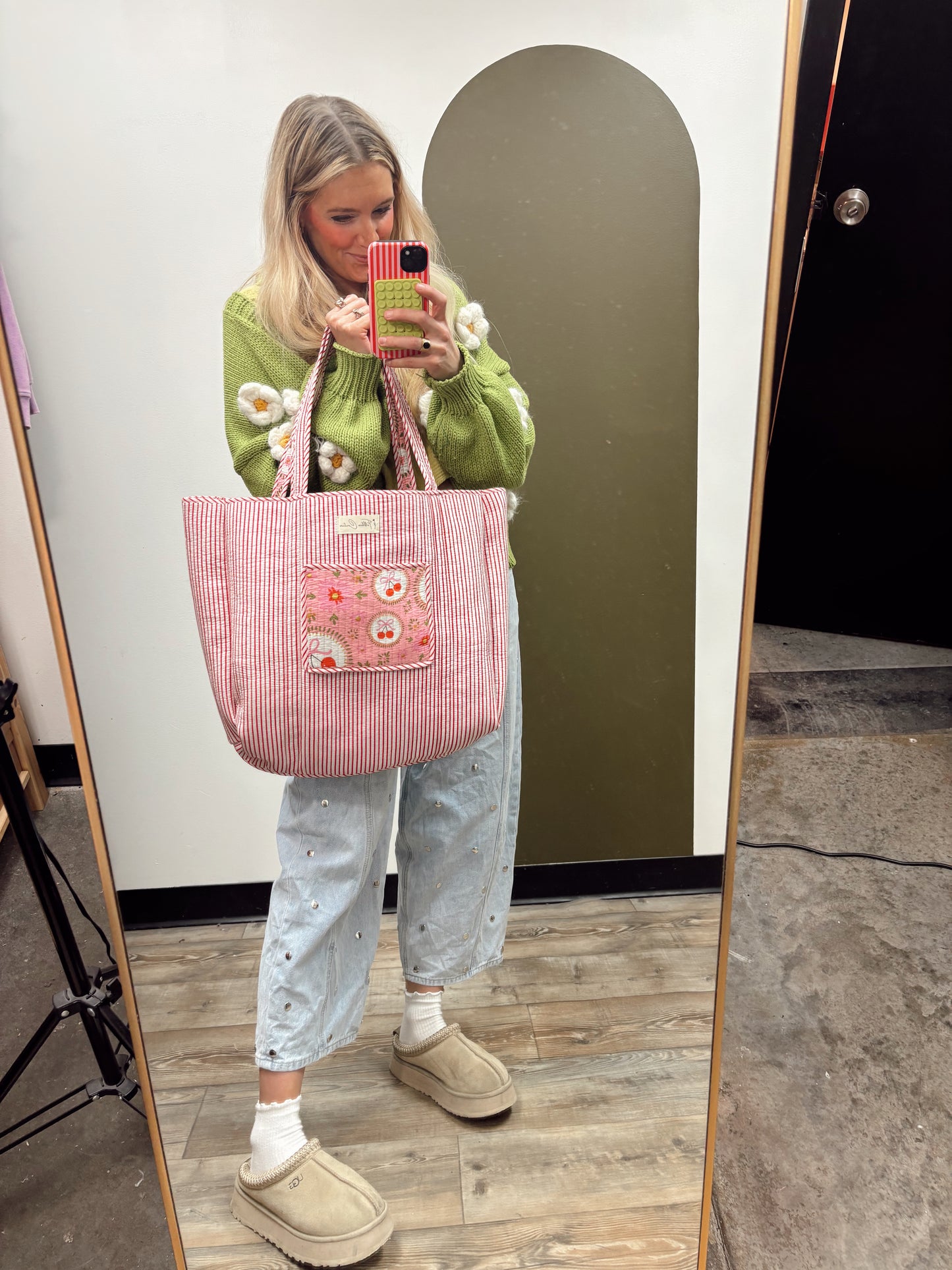 Cherries & Bows Quilted Tote