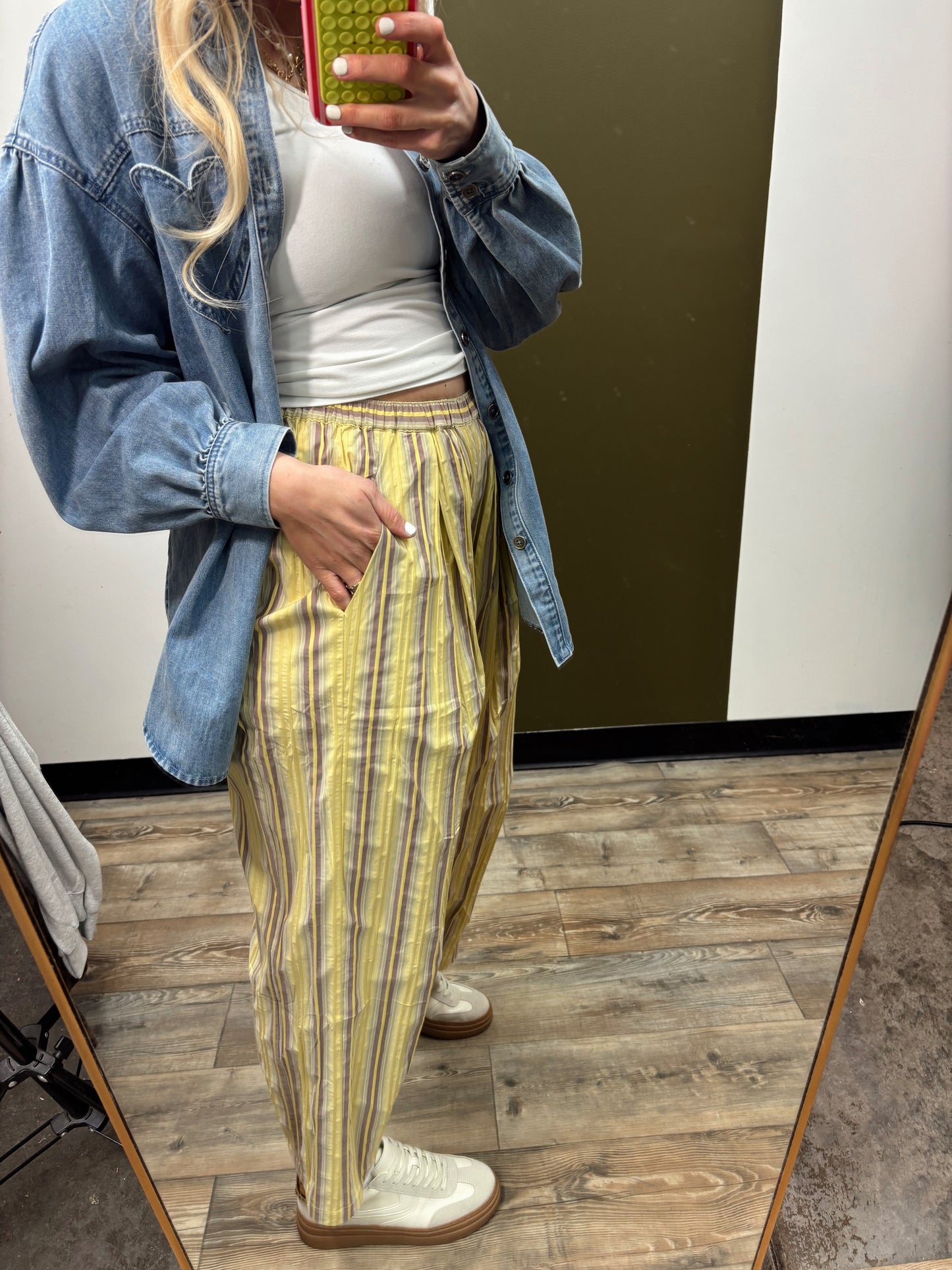 Perry Stripe Parachute Pant (Yellow)