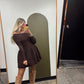 Stephany Off Shoulder Dress (Brown)