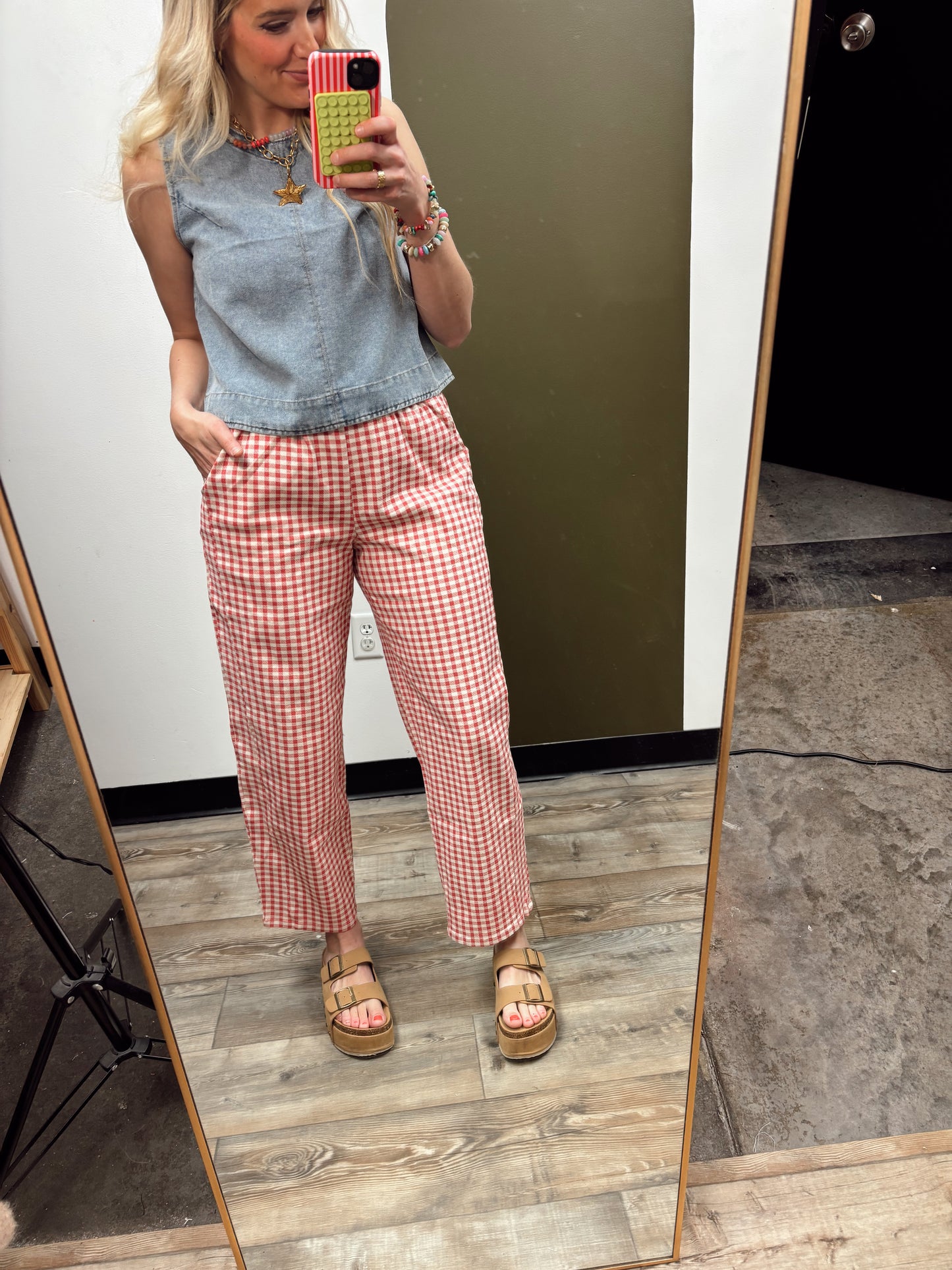All American Gingham Pant (Red)