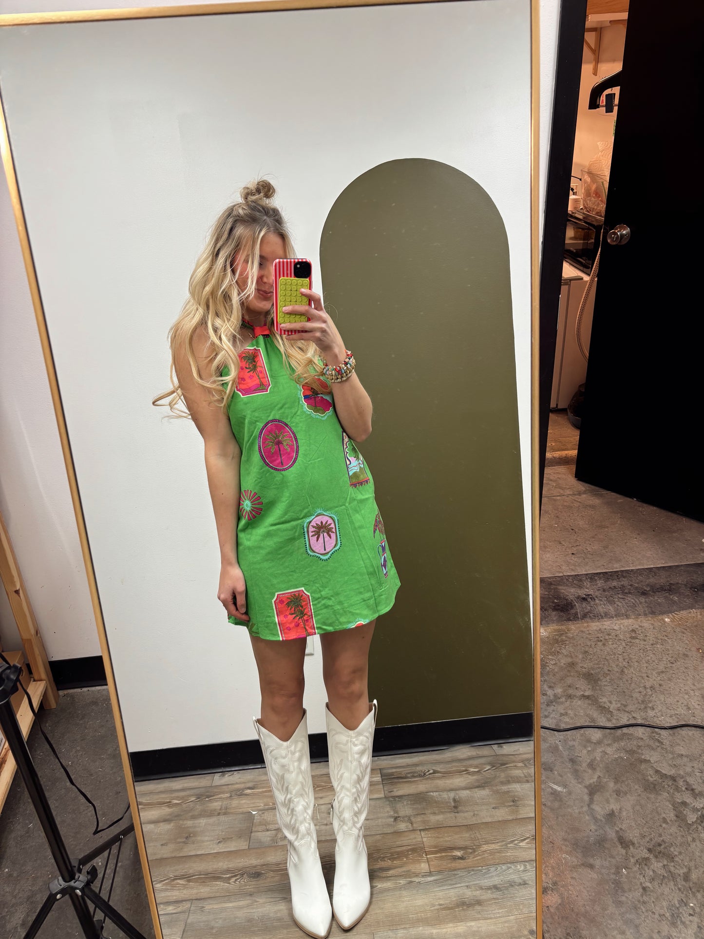 Postcard Halter Mini Dress