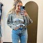 Angelina Bow Tie Cardigan (Grey)