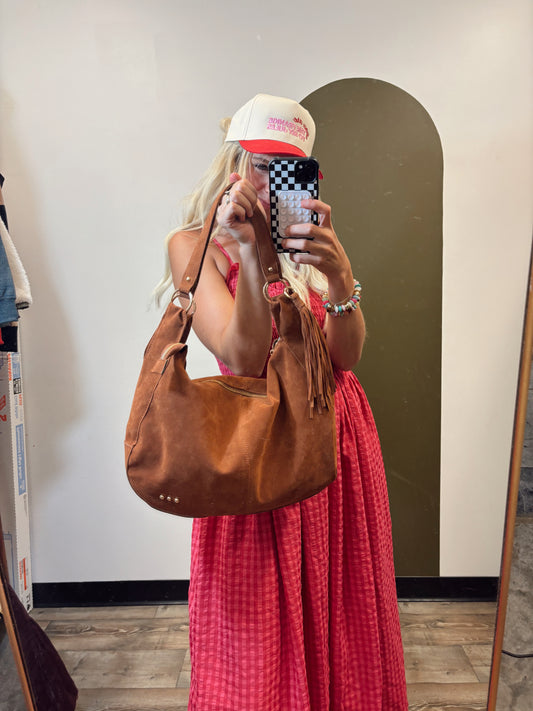 Hazel Hobo Bag ( Chocolate Suede)