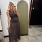 All Is Fair Lace Maxi Dress (Brown)