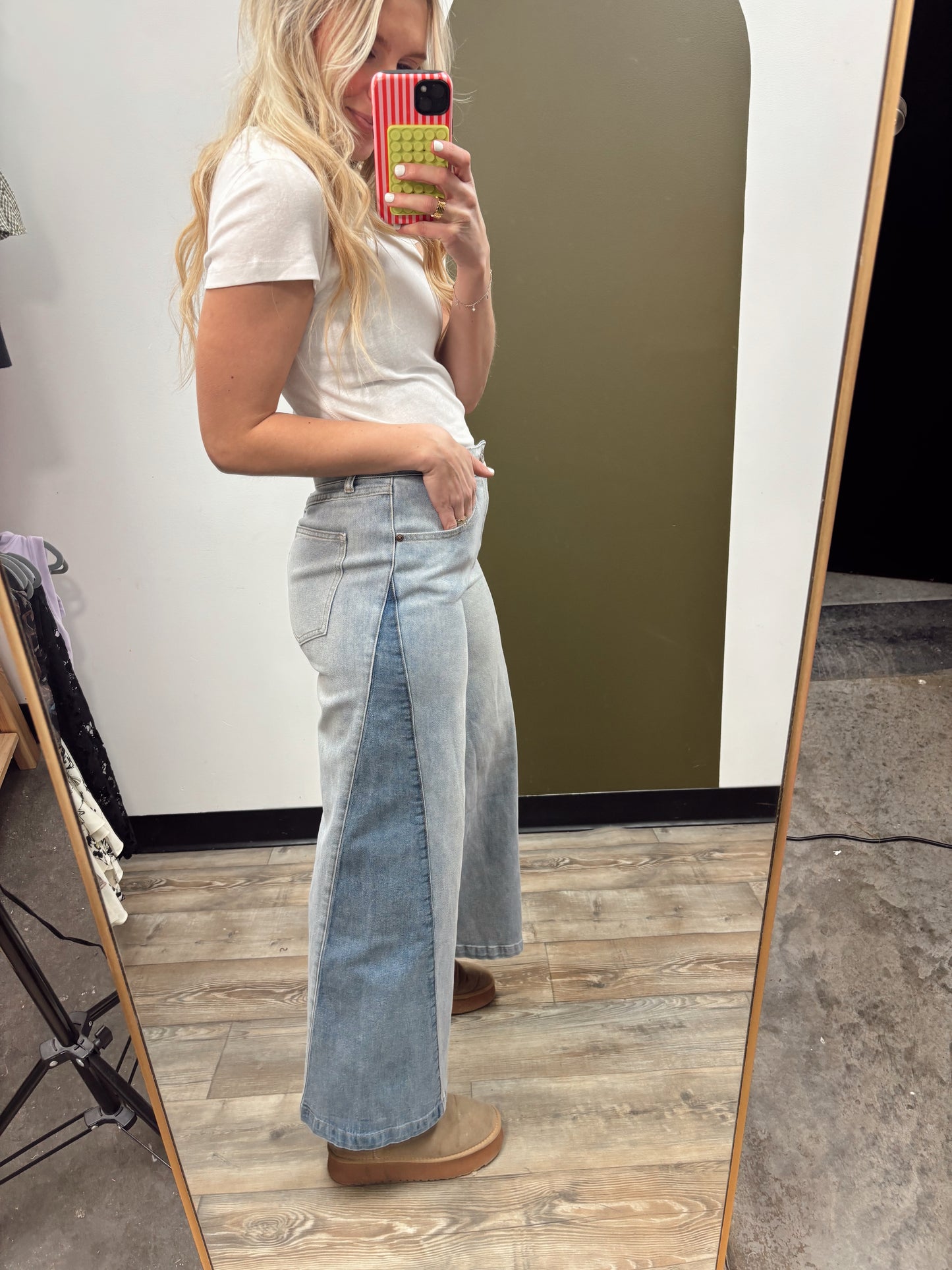 Two Tone Wide Leg Denim