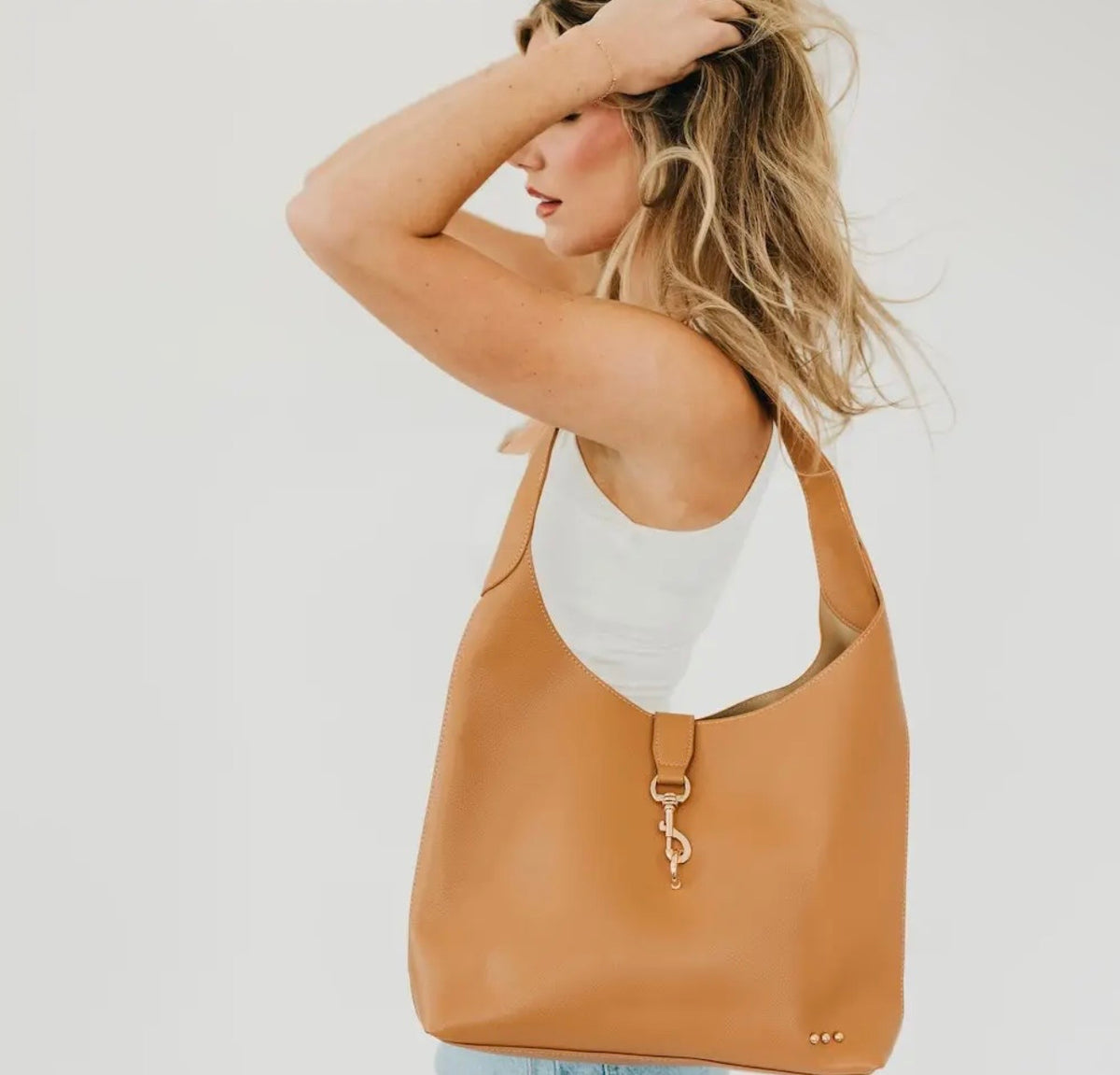 Haddie Hobo Vegan Leather Tote (Brown)