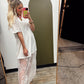 Lace Patchwork Maxi Dress (White)