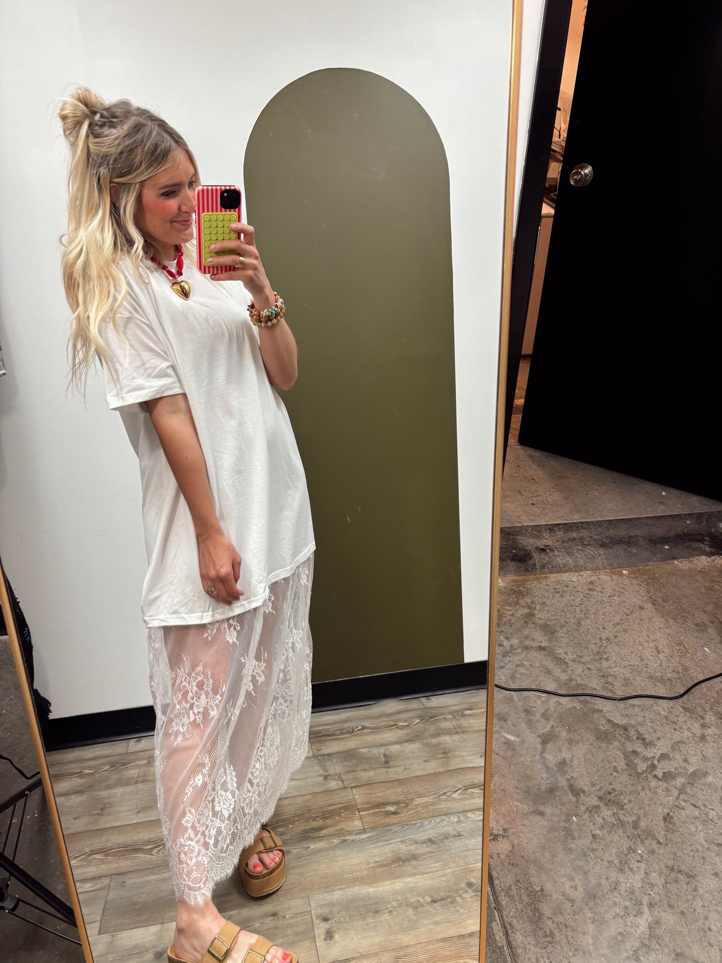 Lace Patchwork Maxi Dress (White)
