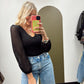 Shiloh Sheer Sleeve Bodysuit (Black)