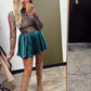 Fall Whimsy Lace Satin Skort (Pine Green)