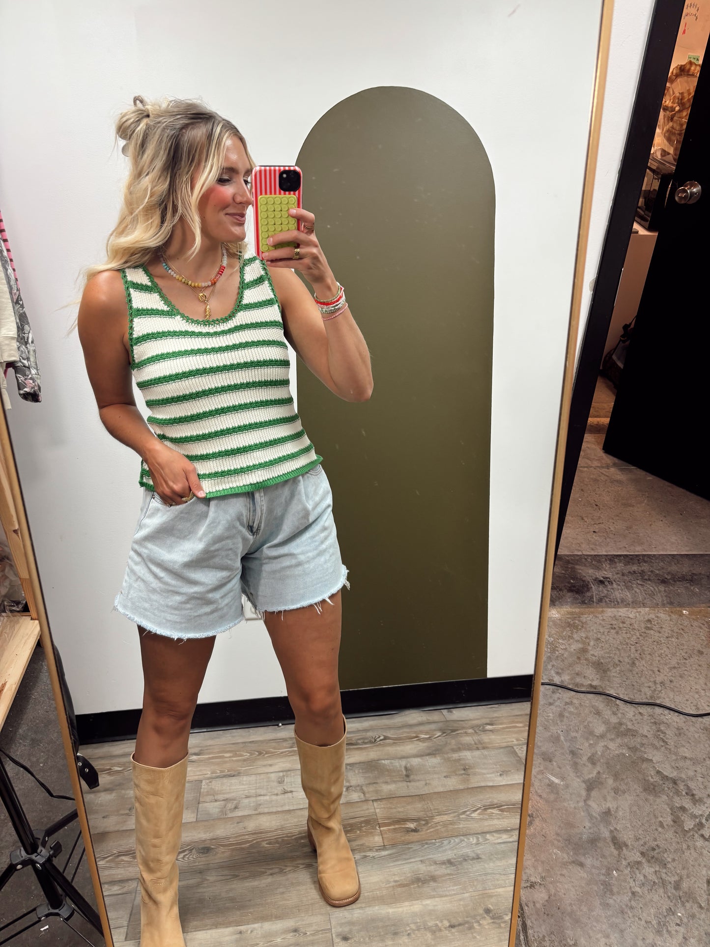 Lyla Stripe Tank (Green)