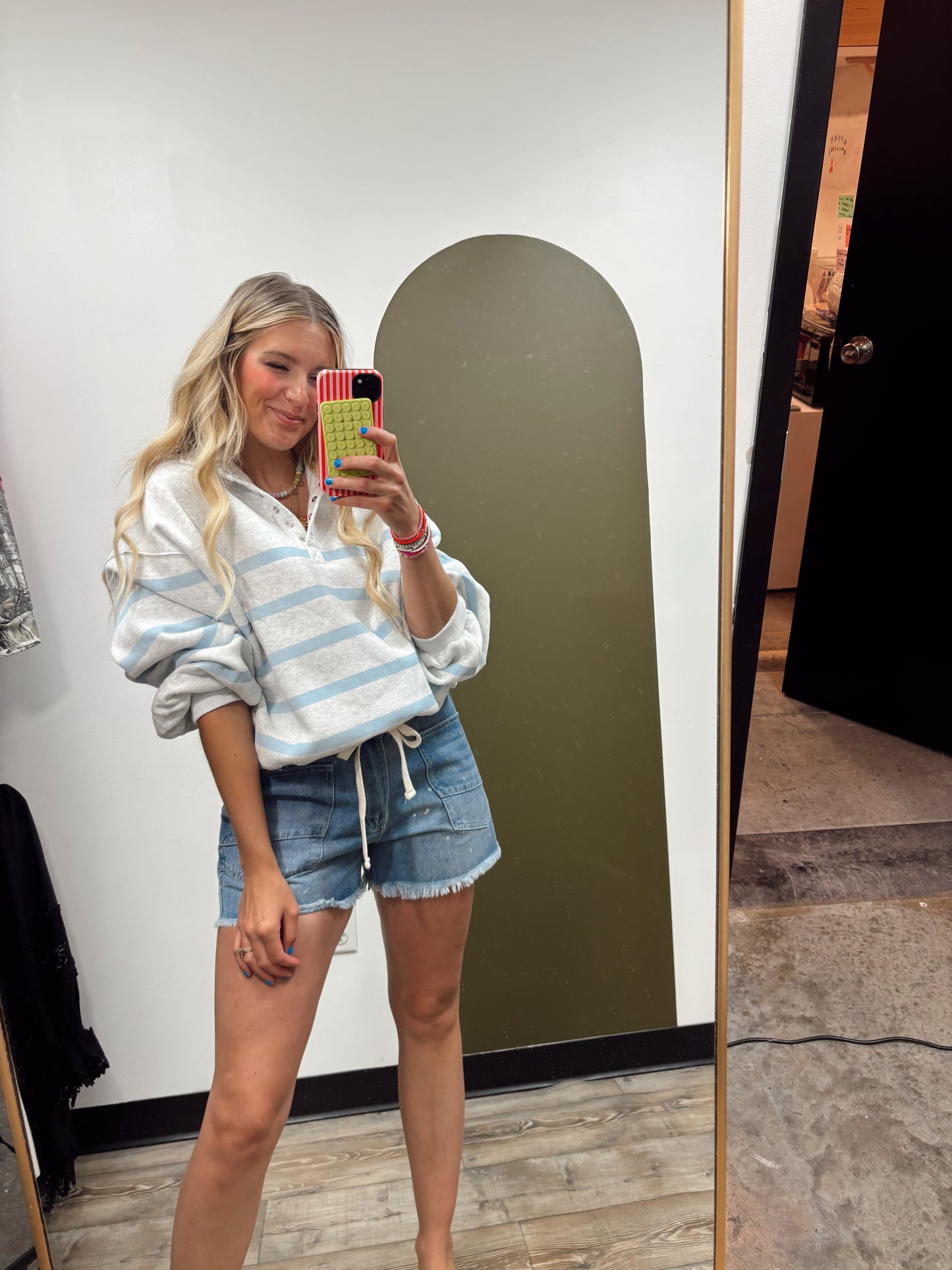 Addison Stripe Pullover (Blue/Grey)