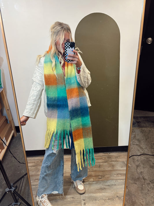 Beaufort Gingham Scarf (Blue/Orange)