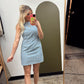 Eyelet Emb Mini Dress (Blue)