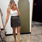 Coco Vegan Leather Skirt (Brown)