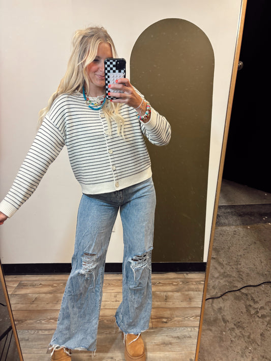 Wren Raw Edge Cardigan (Cream)