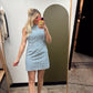 Eyelet Emb Mini Dress (Blue)