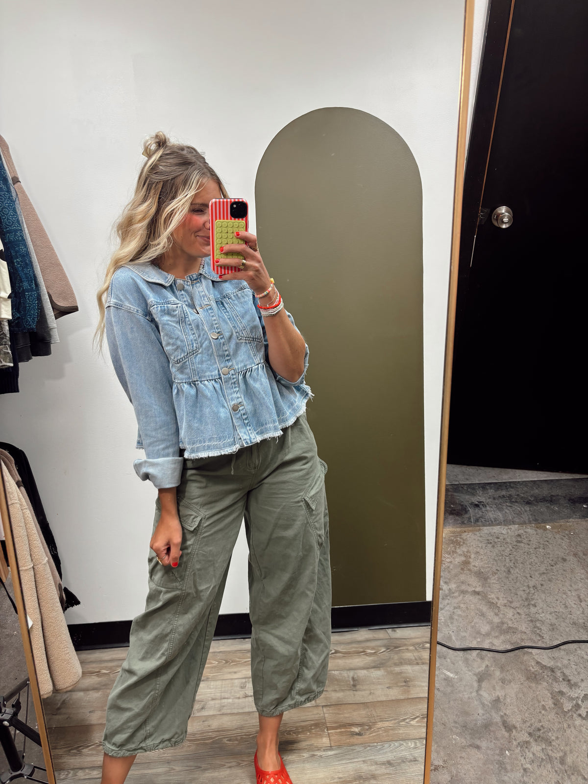 Ruffle Hem Denim Jacket