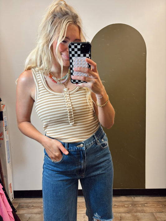Krista Stripe Tank (Taupe)