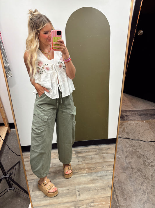 Twill Cargo Balloon Pant (Green)