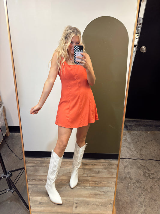 Sonja Linen Dress (Coral)