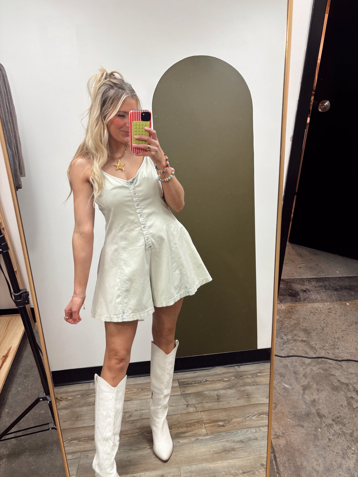 Icy Denim Button Romper