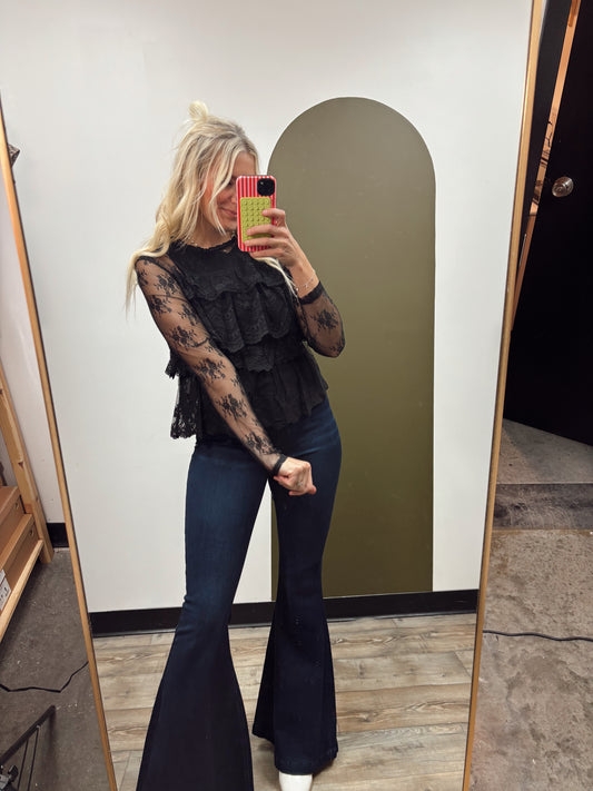 Lace Tiered Top (Black)