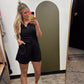 Belted Linen Halter Romper (Black)