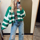 Crowd Pleaser Stripe Cardy (Green)