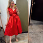 Katrina Bow Midi Dress (Red)