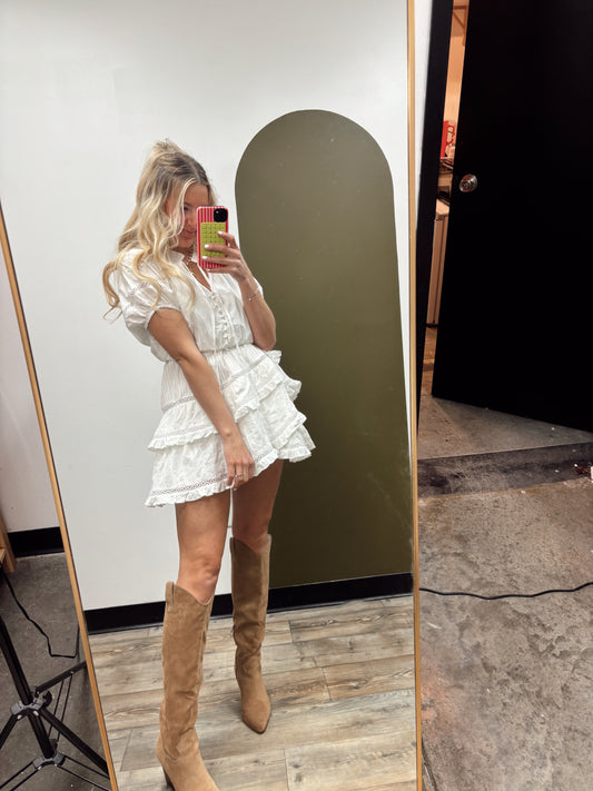 Elaine Eyelet Dress (White)