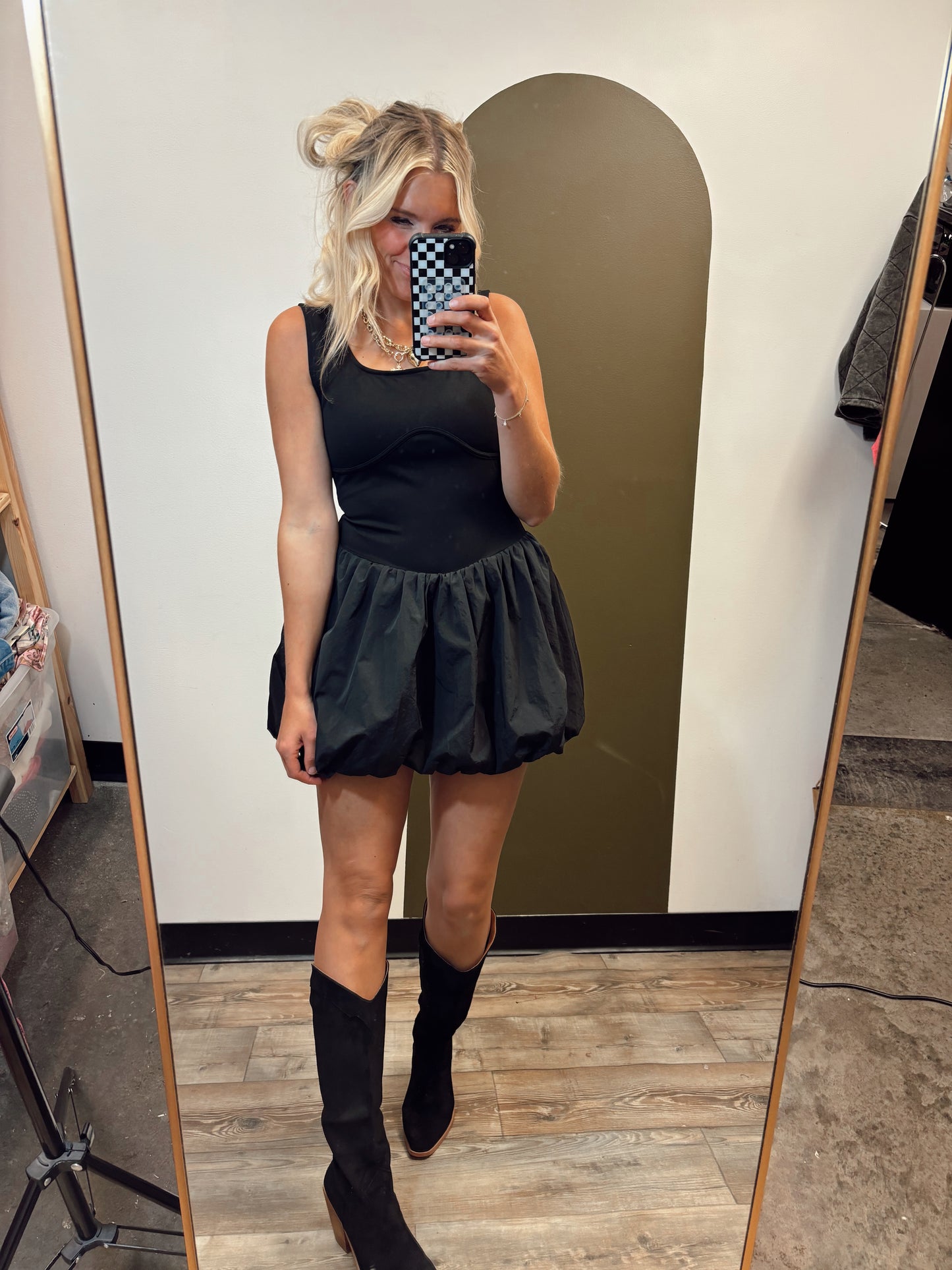 Material Girl Bubble Dress (Black)