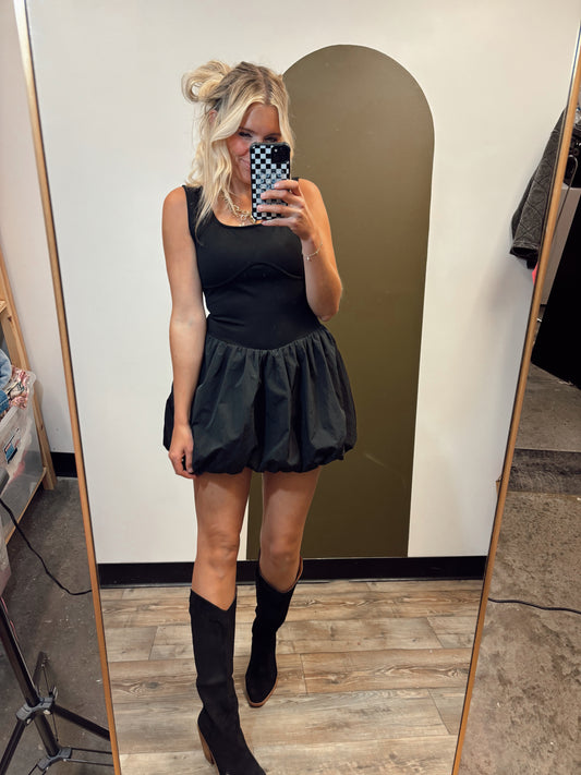 Material Girl Bubble Dress (Black)