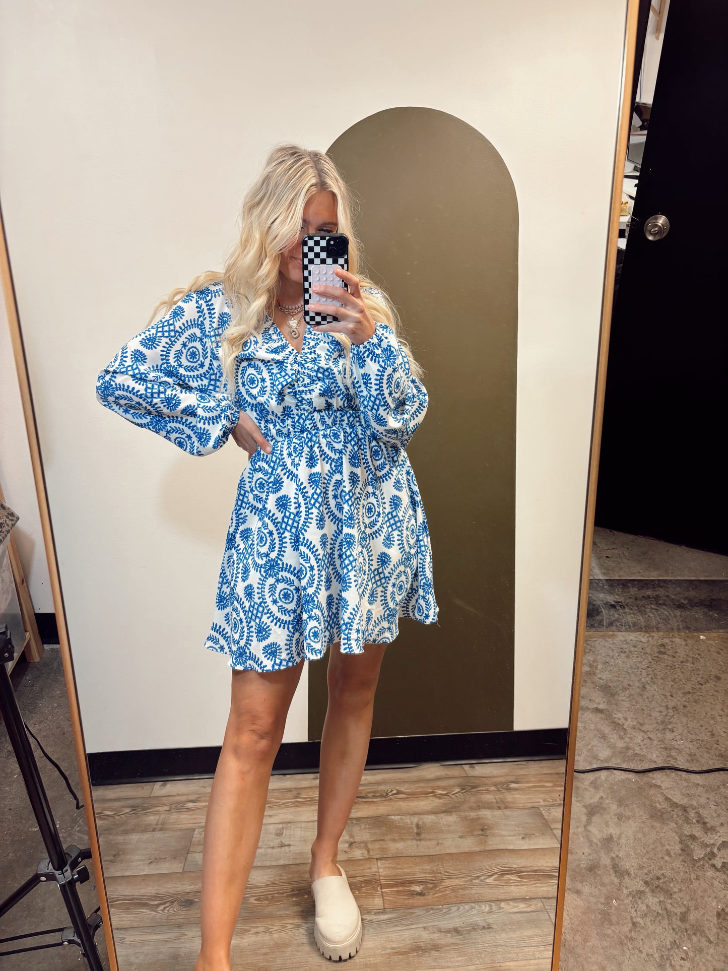 Santorini Print Dress