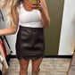 Coco Vegan Leather Skirt (Brown)