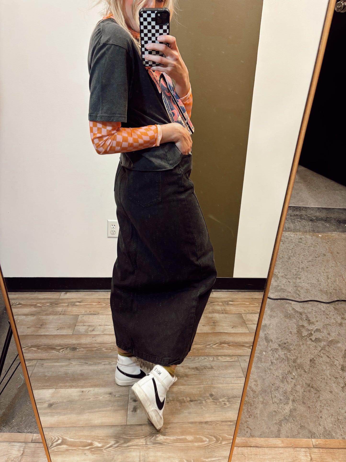 Pamela Denim Midi Skirt (Black)